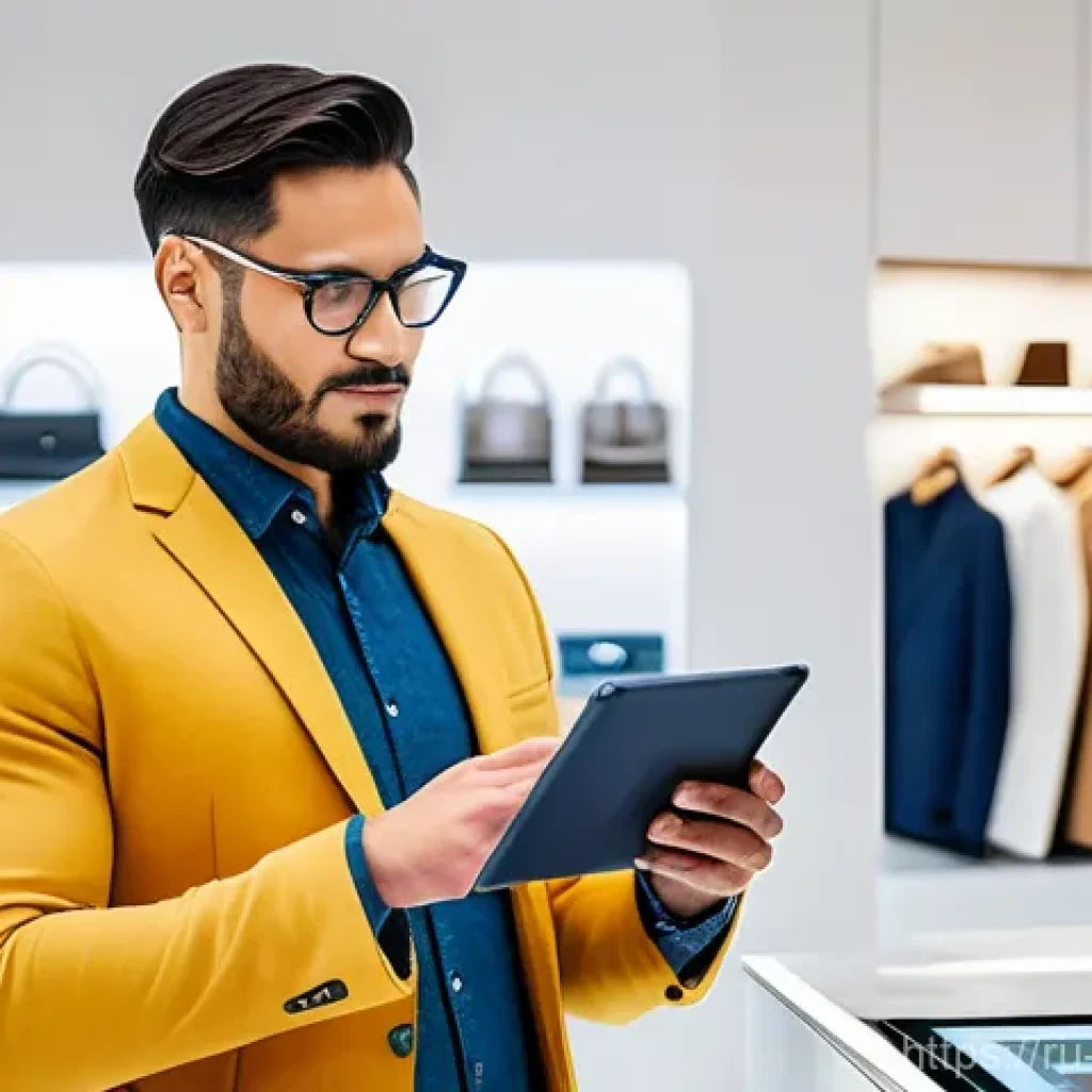 무역업계취업동향 - **Prompt:** A dynamic, bright, and modern retail environment. A professional, diverse male sales con...
