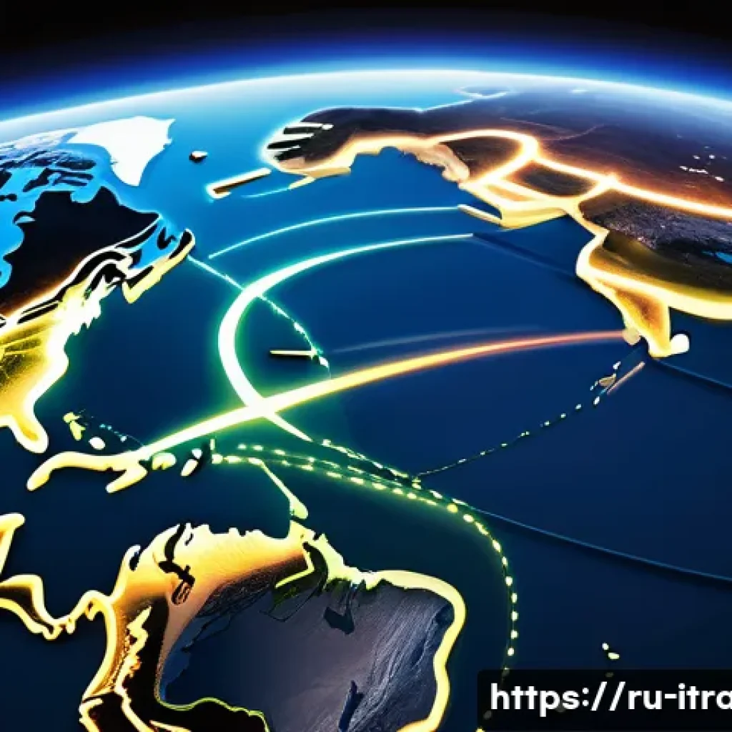 무역업무자격증 - A dynamic and modern visual representation of the evolving global trade landscape from a Russian per...