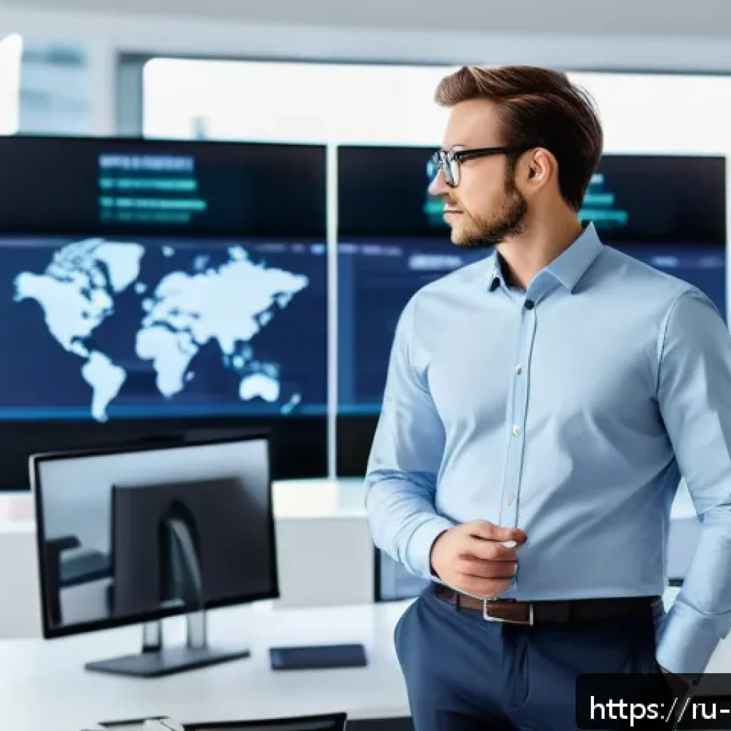 국제무역학과 - A modern international trade professional working in a sleek, high-tech office environment, wearing ...